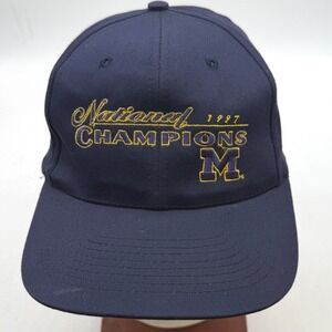 Vintage Michigan Wolverines 1997 National Champions Snapback Hat Navy KC Caps